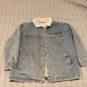 Vintage Denim Sherpa-Lined Jacket